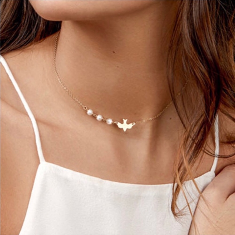 Gold Dove Pearl Necklace